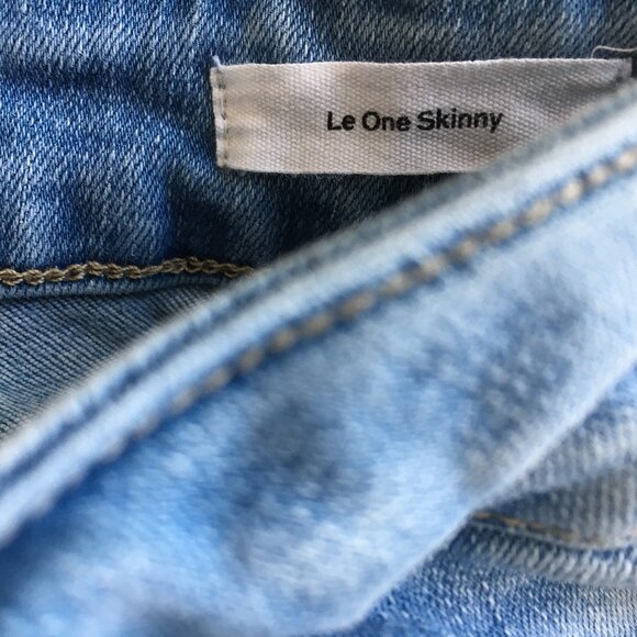 FRAME Le One Skinny Caspio Fray Edge Hem Organic Cotton Blend Slim Fit Jeans - Picture 3 of 10